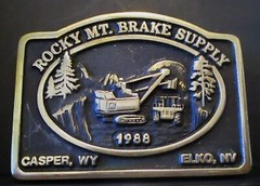 Rocky Mountain Brake Supply Shovel Crane Truck 1988 Belt Buckle Anacortes Brass