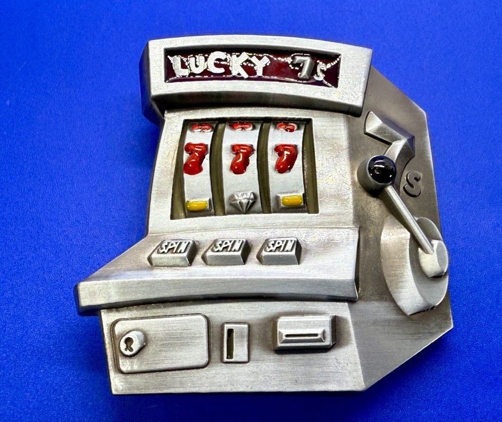 Jackpot Lucky Seven&rsquo;s Vegas Style Slot Machine Figural Gambling Belt Buckle