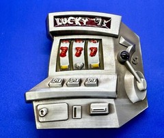 Jackpot Lucky Seven&rsquo;s Vegas Style Slot Machine Figural Gambling Belt Buckle