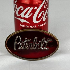 Peterbilt Classic Red Logo Enamel Metal Belt Buckle