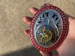 Western Buckle Gold Silver Red Longhorn Horseshoe Rodeo Bull Cowboy Fit 2 »