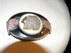 Belt Buckle Idain with American Flag on each side