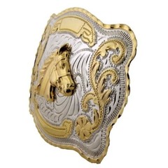 Western Rodeo Gold Tone Large Horse Head Fashion Vintage Cowboy Buckle