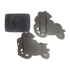 Lot of 3 Vintage Belt Buckles: Rare Game Wizard & Classic Biker Motorcycles