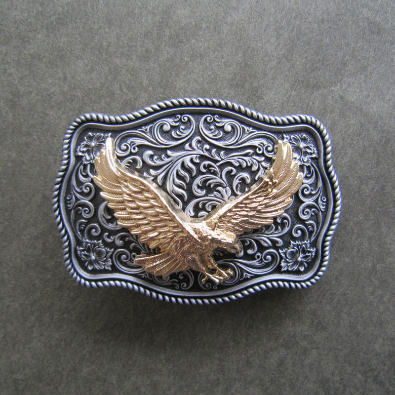 Western Flower Pattern Fly Flying Eagle Metal Belt Buckle