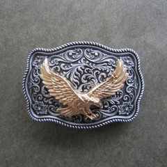 Western Flower Pattern Fly Flying Eagle Metal Belt Buckle