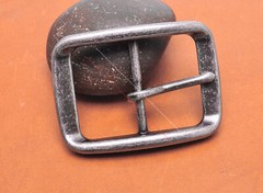 38mm Men Silver Tone Classic DIY Leathercraft Center Bar Prong Pin Belt Buckle