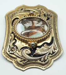 Vintage Two Horse Head Cameo Belt Buckle Equestrian Racing