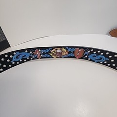 Genuine Leather 3D painted Belt Studs W/ Pile of Skulls Belt Buckle 36&Prime; Grunge