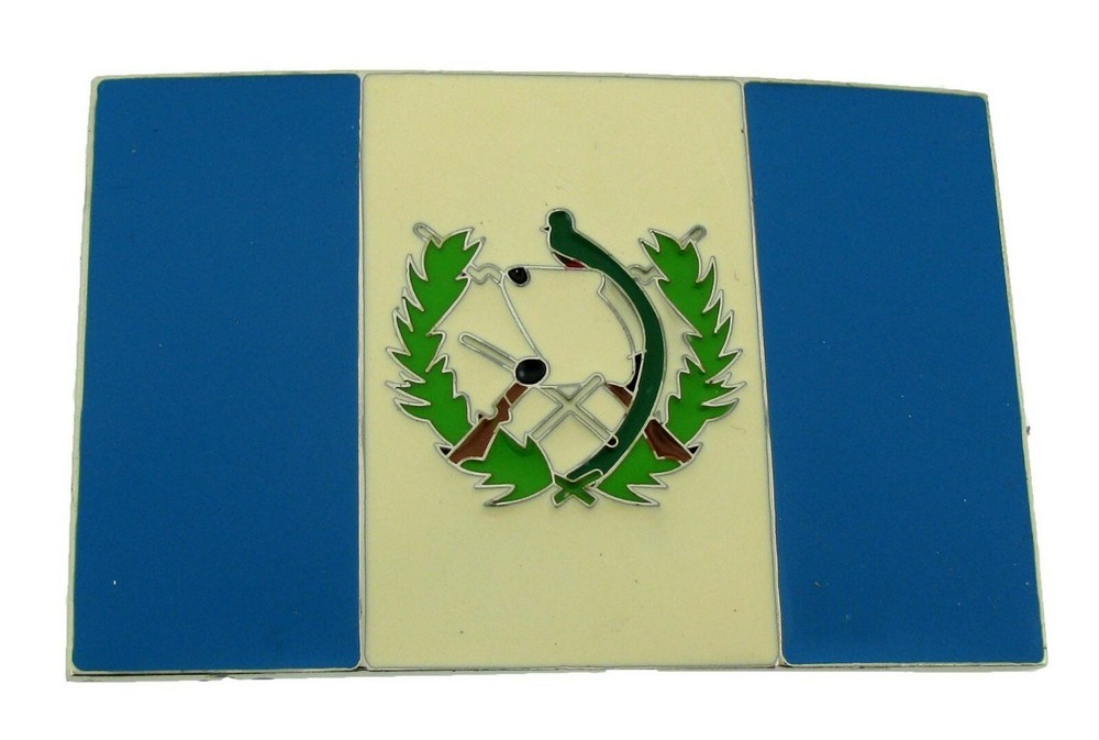 Vaquero Latina Style Guatemala belt buckle Guatemalan Flag Gold Cowboy Western