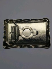 TRI COLOR PLATED FLOWER DESIGN BELT BUCKLE – VINTAGE – 3 1/2&Prime; X 2 1/4&Prime;