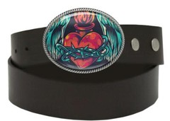 Sacred Heart Tattoo Graffiti Street Art Handmade Artisan Belt Buckle