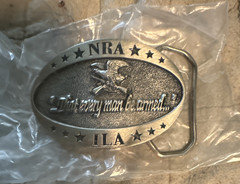 NRA ILA Oval Silver Metal Western Belt Buckle Logo Fits 1.5&Prime; Belt USA