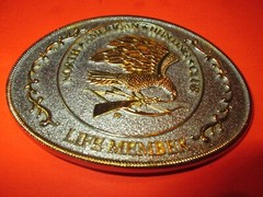 North American Hunting Club Life Member belt buckle Eagle Bow Rifle