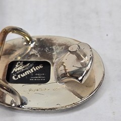 Vtg Crumrine El Arturo Bronze Western Belt Buckle Gold Floral Scroll Rope Edge