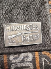 Vintage Winchester Repeating Arms Belt Buckle New Haven CT Pewter Tone USA