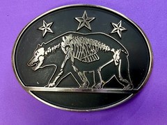 California State Flag Skeleton Grizzly Bear Stars Belt Buckle Chrome 6464