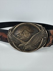 vintage MONTANA SILVERSMITHS belt buckle SOLID BRASS western EAGLE america