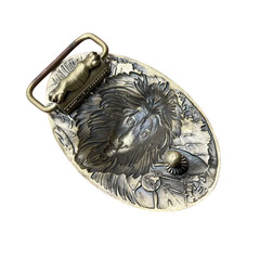Solid Belt Buckle for Men « LION », Handmade Brass Buckle,Vintage Lion Head Buckle