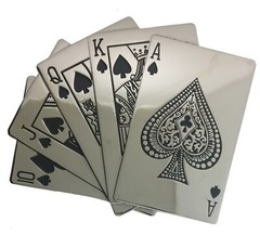 Royal Flush Playinc Cards Spade Silver Metal Lucky Las Vegas Casino Belt Buckle