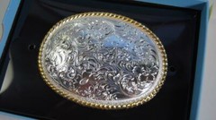 Nocona Western Buckle Oval Rope Edge Floral Scroll 37220