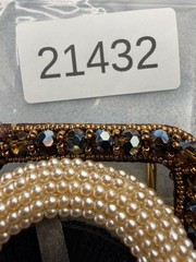 Vintage Womens Buckles Lot Of 3 Brown Black Rhinestone Faux Pearl