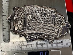Four Aces Playing Card Game ALL SSSSSSSSSS! Casino Gambling Jeweled Belt Buckle