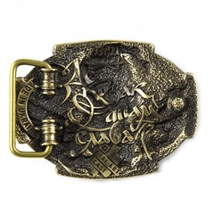 Belt buckle Cossack, Handmade Ukrainian warrior military solid brass buckle