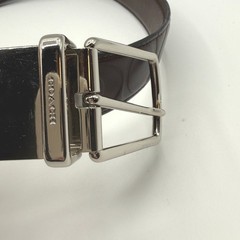 Coach Belt Mens Medium Brown Signature Debossed Reversible Leather Silver Buckle