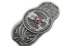 Men Women Silver Metal Belt Buckle Long Los Angeles LA Fire Department Flag 1888