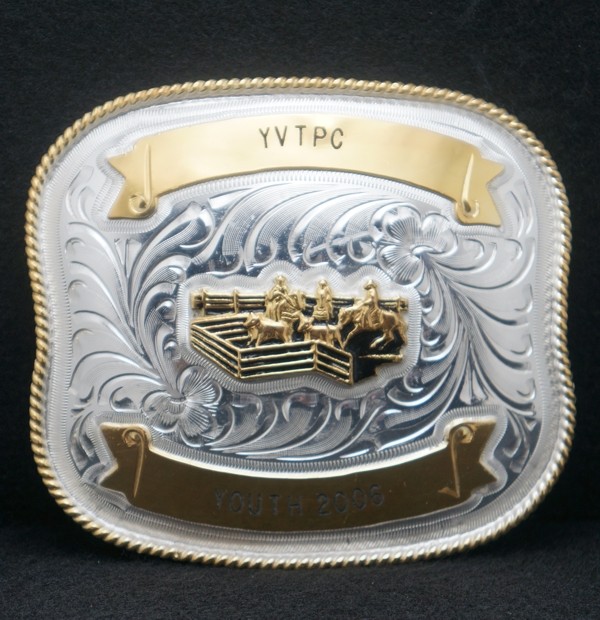 WD15175 *NOS* VINTAGE 2006 **YVTPC YOUTH** TEAM PENNING RODEO TROPHY BELT BUCKLE