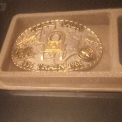 Award Design Medals 1886 Train 1986 Texas Wagon Train Belt Buckle Gold/Silver