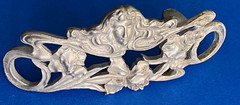 Vintage 1971 Pewter Art Deco Nouveau Face Peace Hippy Love Belt Buckle