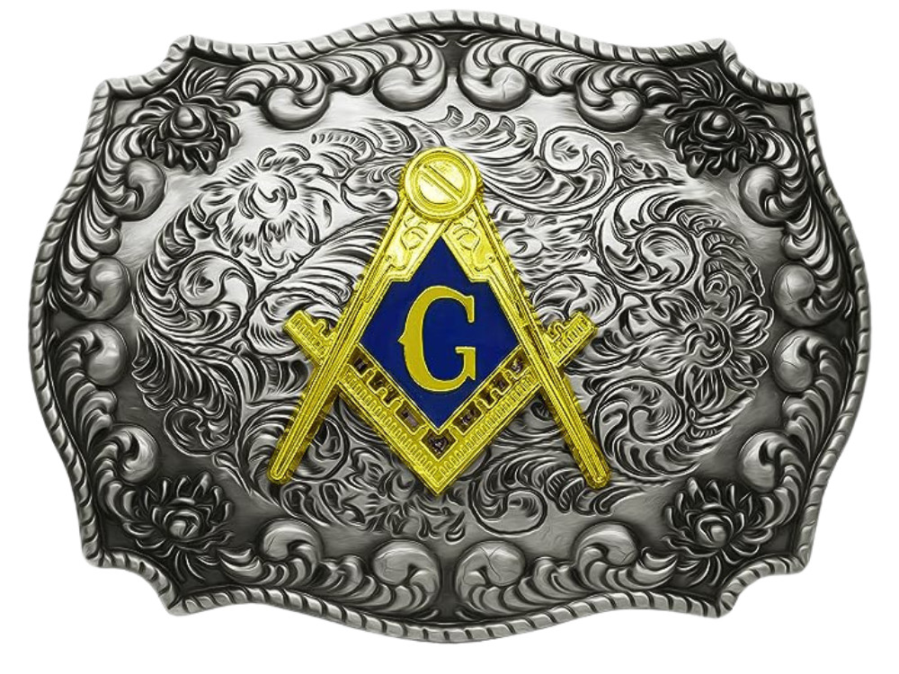 WMG Masonic Freemason Gold Tone Rodeo Western Fashion Unisex Cowboy Belt Buckles