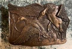 Wild Ducks Waterfowl Bergamot Brass Works 1977 Belt Buckle – USA, Excellent