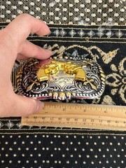 Western Buckle Gold Black Silver Guns 2nd Amend Cowboy 2 »Buckle Hebilla Vaquero