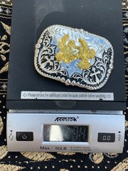 Western Buckle Gold Black Silver Rooster Cowboy 2 »Buckle Hebilla Vaquero Gallo