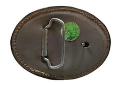 EAGLE Belt BUCKLE w/ GOLD BUCKSTITCHING Lg HANDMADE Brown LEATHER Western/Biker