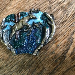 VINTAGE BELT BUCKLE WHITETAIL DEER BRASS GREAT AMERICAN BUCKLE CO 1982 USA