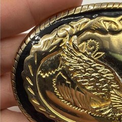 Vintage Gold Tone Black Bald Eagle Bird Belt Buckle Made In USA