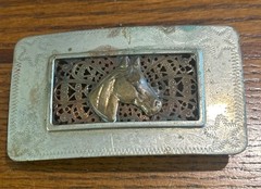 Men&rsquo;s nickel silver & copper Horse Head Belt Buckle One Size
