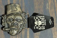 NOS Y2K Lucky 13 Apparel Metal Belt Buckle Smoking Chimp Zippo Lighter Tattoo