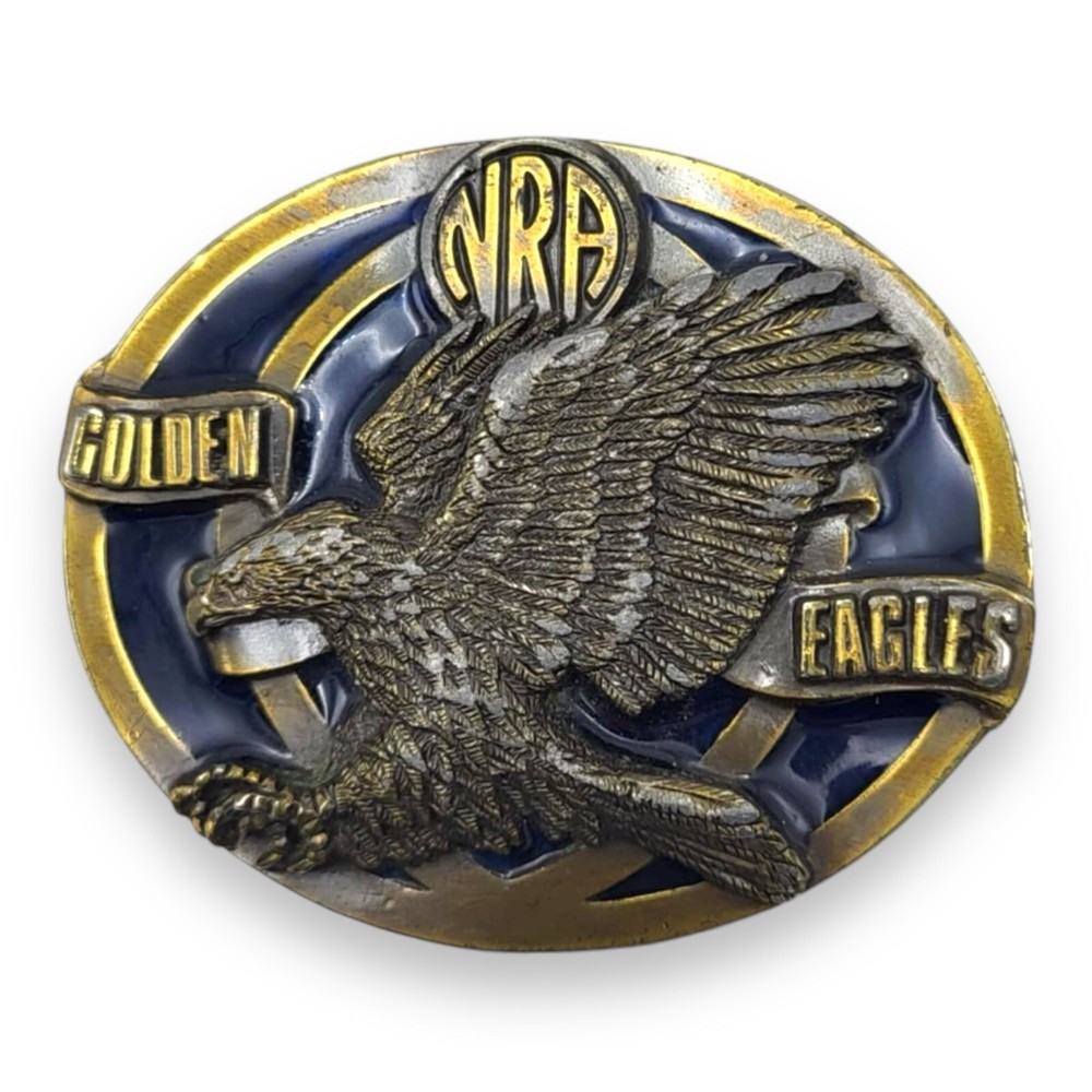 Vintage Collectible NRA Golden Eagles USA Heavy Enameled Belt Buckle