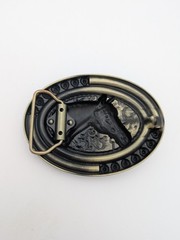 Brass Finish 4&Prime; Buckle Western Belt Buckle W/ Turquoise Stone Big Horse