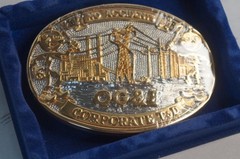 Rare Reddy Kilowatt OG&E New/ Old Stock Brass Belt Buckle 20 years