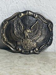 vintage 1960s 70s belt buckle HARLEY DAVIDSON motorcycle BRASS bronze EAGLE