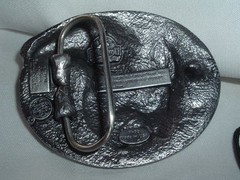 VINTAGE SISKIYOU BUCKLE CO. AMERICAN BALD EAGLE PEWTER ENAMEL BELT BUCKLE