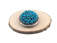 Vintage Native American Turquoise Nugget Cluster Belt Buckle Handmade Jewelry
