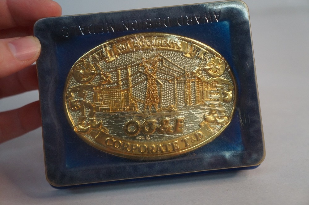 Rare Reddy Kilowatt OG&E New/ Old Stock Brass Belt Buckle 20 years