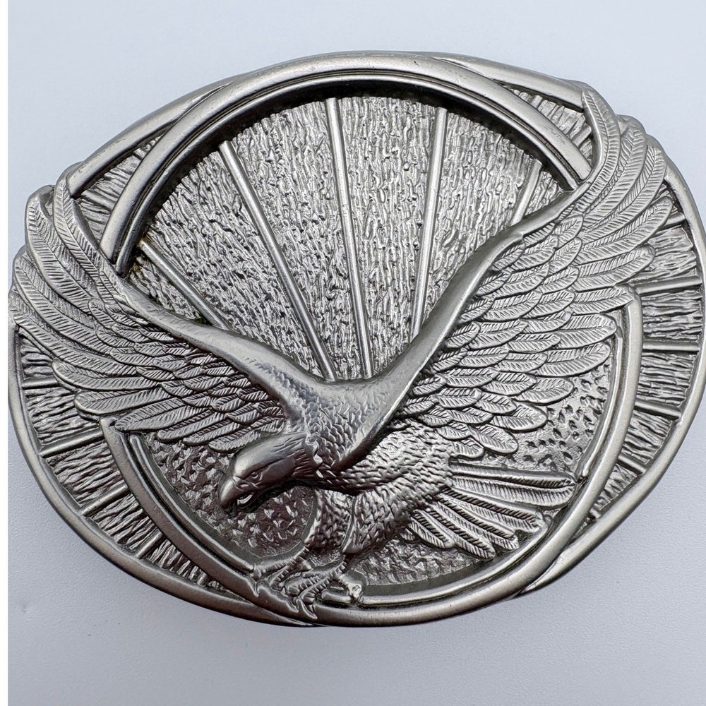 Silver Tone Flying Eagle Belt Buckle
